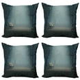 thumbnail image 1 of Ambesonne Fall Throw Pillow Cover 4 Pack, Mysterious Park Horror, 20", Blue Cream, 1 of 7