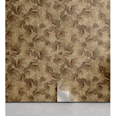 Ambesonne Fall Times Peel & Stick Wallpaper for Home, Abstract Art Cottagecore, 13"x36", Slate Brown Dark Coral