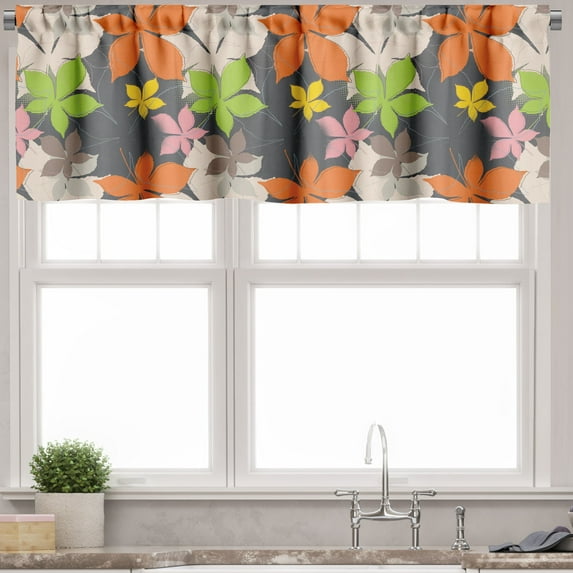 Ambesonne Fall Valance Pack of 2, Simplistic Autumnal Leaves, 54"X12", Multicolor