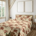 thumbnail image 1 of Ambesonne Falling Leaves Fitted & Flat Sheet with Shams 4 Pcs Set, Romantic Leafy Art, Full, Cream Pale Maroon, 1 of 1