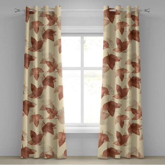 Ambesonne Falling Leaves Grommet Curtain, Romantic Leafy Art, 50"x108", Cream Pale Maroon