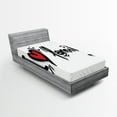 thumbnail image 1 of Ambesonne Family Fitted Sheet, I Heart Family Pictogram, Twin Size, Black Red White, 1 of 3