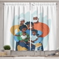 thumbnail image 1 of Ambesonne Family Kitchen Curtains, Cozy Scene Parents Cartoon, 55"x39", Pale Blue and Multicolor, 1 of 2