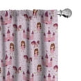 thumbnail image 1 of Ambesonne Fantasy Window Curtains, Cartoon with Castle Stars, Each 28" W x 84" L, Pale Mauve Brown Pink, 1 of 5