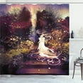thumbnail image 1 of Ambesonne Fantasy Art Shower Curtain, Surreal Elf Garden, 69"Wx70"L, Magenta Green, 1 of 5