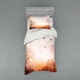 thumbnail image 1 of Ambesonne Fantasy Bedding Set 3 Pcs, Butterflies Trees Sky, Twin XL, Pale Pink Orange, 1 of 3
