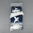 thumbnail image 1 of Ambesonne Fantasy Bedding Set 3 Pcs, Unicorn Animal, Twin, White Blue, 1 of 3