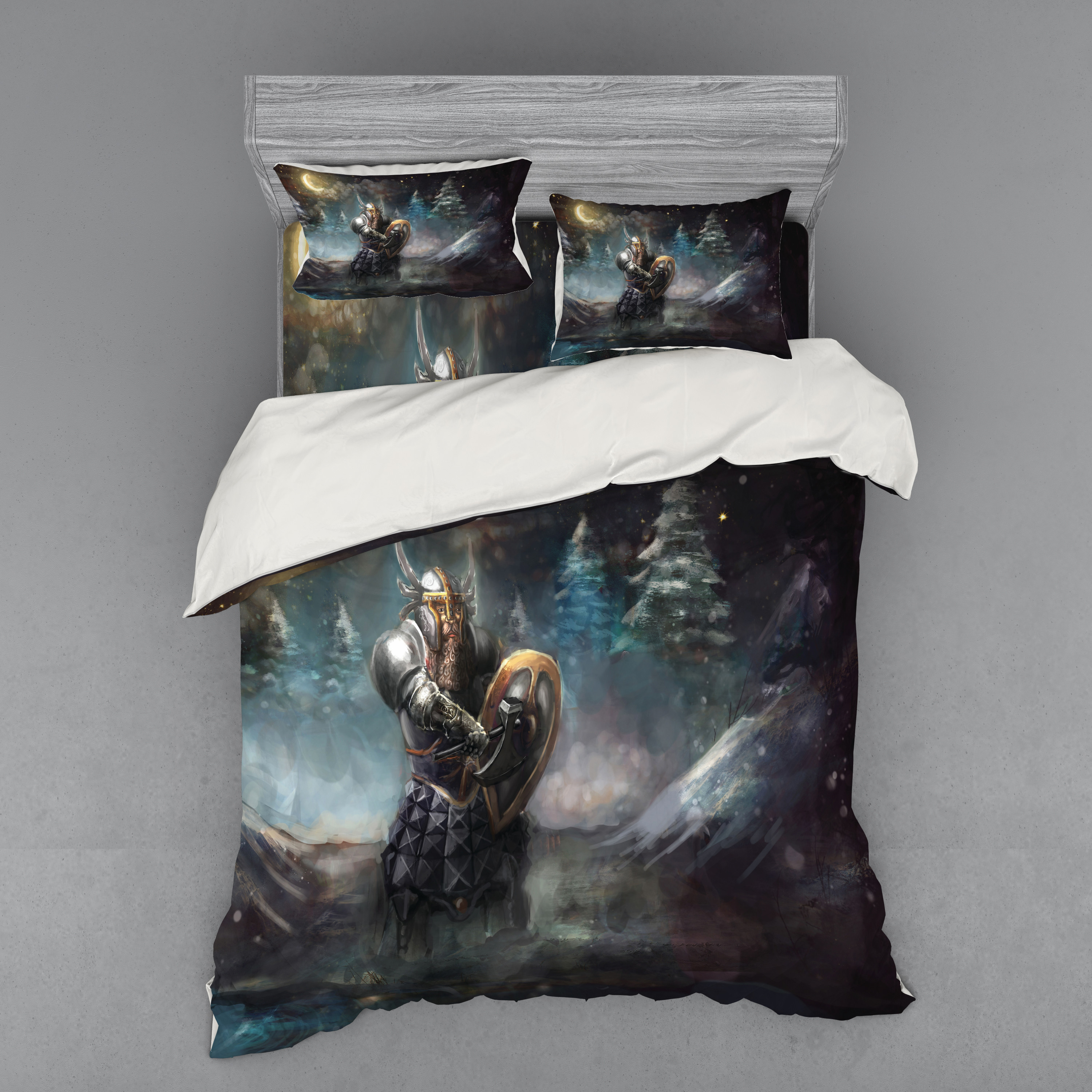 Ambesonne Fantasy Bedding Set 4 Pcs, Medieval Dwarf Knight, Queen ...
