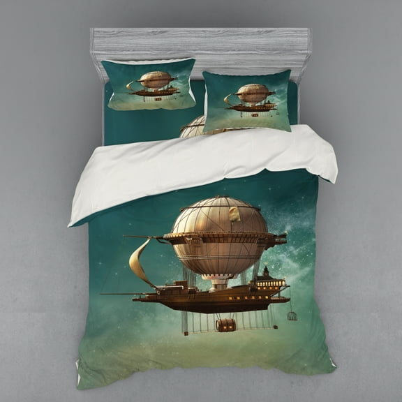 Ambesonne Fantasy Bedding Set 4 Pcs, Surreal Space Scenery, Queen, Teal and Brown