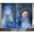 thumbnail image 1 of Ambesonne Fantasy Curtains 2 Panel Set, Castle on Clouds Gothic, 108" x 63", Dark Blue, 1 of 3