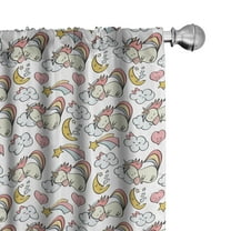 Ambesonne Fantasy Curtains, Sleeping Unicorns Cloud Art, Pair of 28"x63", Sand Brown Coral and Grey