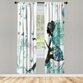 thumbnail image 1 of Ambesonne Fantasy Curtains, Spring Wings Floral Print, Pair of 28"x63", Almond Green, 1 of 2