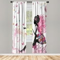 thumbnail image 1 of Ambesonne Fantasy Curtains, Spring Wings Floral Print, Pair of 28"x84", Pale Pink, 1 of 2