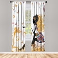 thumbnail image 1 of Ambesonne Fantasy Curtains, Spring Wings Floral Print, Pair of 28"x95", Earth Yellow, 1 of 2