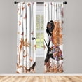 thumbnail image 1 of Ambesonne Fantasy Curtains, Spring Wings Floral Print, Pair of 28"x95", Pale Cinnamon, 1 of 2