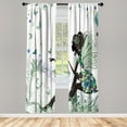 thumbnail image 1 of Ambesonne Fantasy Curtains, Spring Wings Floral Print, Pair of 28"x95", Peacock Green, 1 of 2