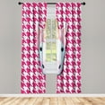 thumbnail image 1 of Ambesonne Fantasy Emoji Curtains, Unicorn Houndstooth, Pair of 28"x63", Hot Pink White and Lilac, 1 of 2