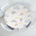 thumbnail image 1 of Ambesonne Fantasy Emoji Fitted Round Tablecloth, Soft Colors Unicorns, 40"- 44" Diameter, White Mustard Multicolor, 1 of 4