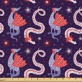 thumbnail image 1 of Ambesonne Fantasy Fabric by the Yard Upholstery, Cartoon Style Dragons Art, 3 Yards, Dark Purple and Pale Ruby, 1 of 5