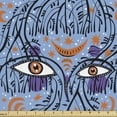 thumbnail image 1 of Ambesonne Fantasy Fabric by the Yard Upholstery, Psychedelic Eyes Dots Plot, 5 Yards, Pale Azure Blue and Amber, 1 of 5