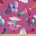 thumbnail image 1 of Ambesonne Fantasy Fabric by the Yard Upholstery, Psychedelic Mushrooms Art, 5 Yards, Pale Fuchsia Blue Grey, 1 of 5