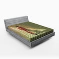 thumbnail image 1 of Ambesonne Fantasy Fitted Sheet, Fashion Retro Art, Full Size, Orange Green, 1 of 2
