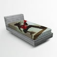 thumbnail image 1 of Ambesonne Fantasy Fitted Sheet, Hipster Rocker Guitar, Twin Size, Red Grey, 1 of 2
