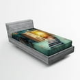 thumbnail image 1 of Ambesonne Fantasy Fitted Sheet, Magic Book and Animals, Twin XL Size, Teal and Yellow, 1 of 2