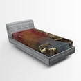 thumbnail image 1 of Ambesonne Fantasy Fitted Sheet, Medieval Castle, Twin XL Size, Burnt Sienna Blue and Tan, 1 of 2