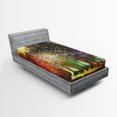 thumbnail image 1 of Ambesonne Fantasy Fitted Sheet, Mysterious Trees Birds, Twin Size, Yellow Purple, 1 of 2