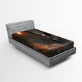 thumbnail image 1 of Ambesonne Fantasy Fitted Sheet, Necromancer Knight Wings, Twin XL Size, Yellow and Brown, 1 of 2