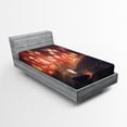 thumbnail image 1 of Ambesonne Fantasy Fitted Sheet, Night Scenery, Twin Size, Ruby and Yellow, 1 of 2