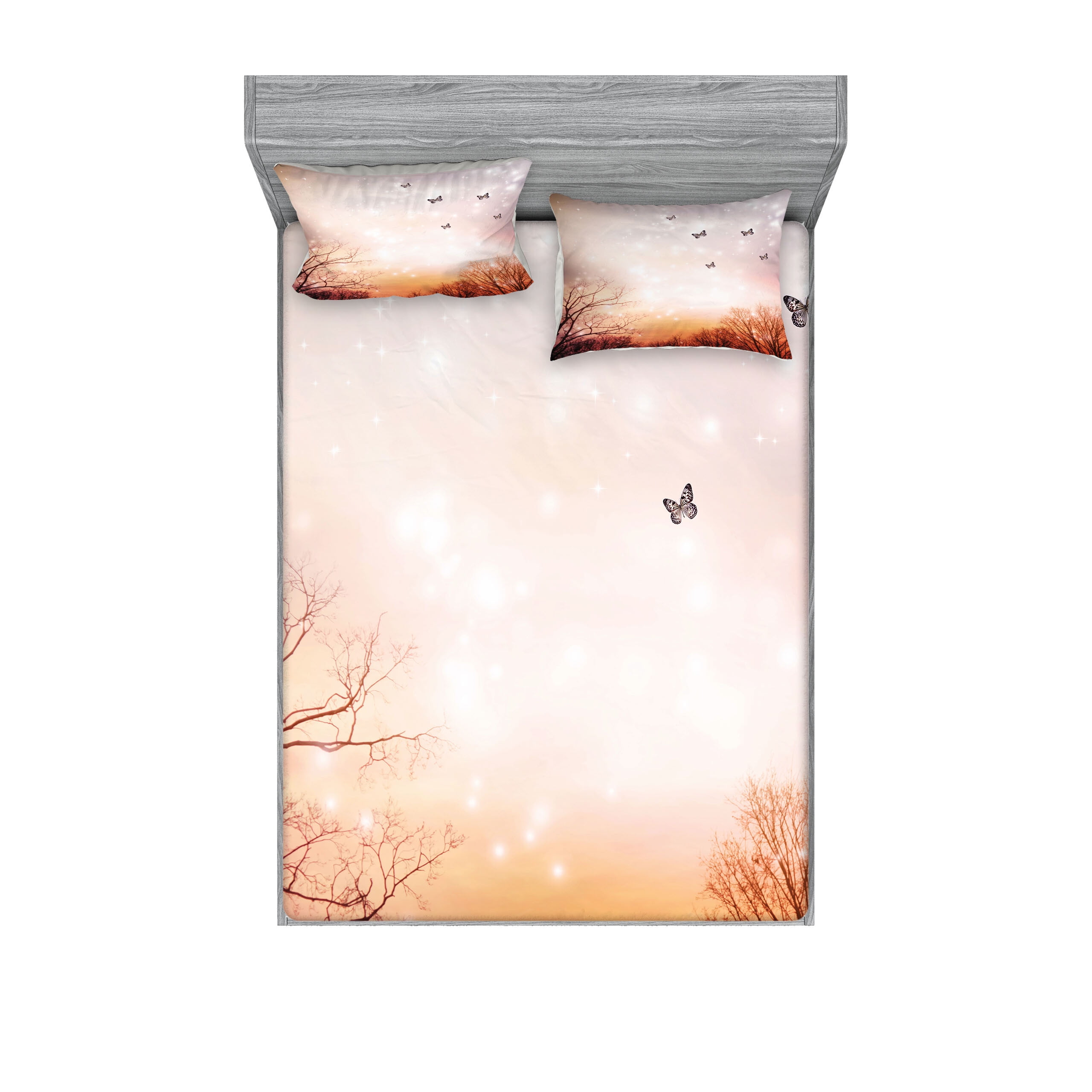Pale Pink and Orange Microfiber Full Sheet Set with Fitted Sheet