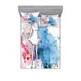 thumbnail image 1 of Ambesonne Fantasy Fitted Sheet & Pillow Sham Set, Fashion Lady with Hat, Queen, Pink and Blue, 1 of 2