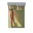 thumbnail image 1 of Ambesonne Fantasy Fitted Sheet & Pillow Sham Set, Fashion Retro Art, Queen, Orange Green, 1 of 2