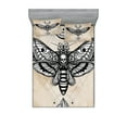 thumbnail image 1 of Ambesonne Fantasy Fitted Sheet & Pillow Sham Set, Hawk Moth Skull Magic, Full, White Black and Cream, 1 of 2