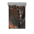 thumbnail image 1 of Ambesonne Fantasy Fitted Sheet & Pillow Sham Set, Necromancer Knight Wings, Full, Yellow and Brown, 1 of 3