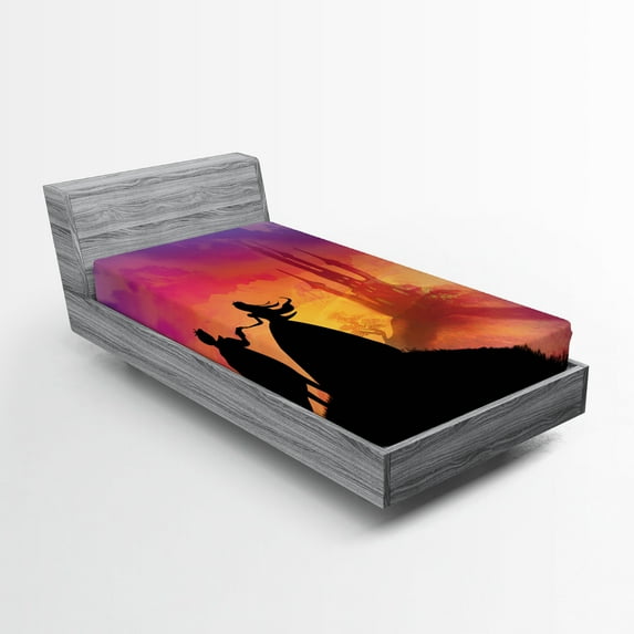 Ambesonne Fantasy Fitted Sheet, Prince Cartoon Castle, Twin Size, Multicolor