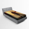 thumbnail image 1 of Ambesonne Fantasy Fitted Sheet, Rabbit Acrylic Print, Twin XL Size, Yellow and Black, 1 of 2