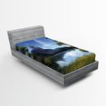 thumbnail image 1 of Ambesonne Fantasy Fitted Sheet, Riverside Lake Scene, Twin Size, Green and Blue, 1 of 2
