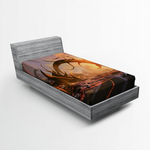 Ambesonne Fantasy Fitted Sheet, Sunset Highway, Twin XL Size, Multicolor