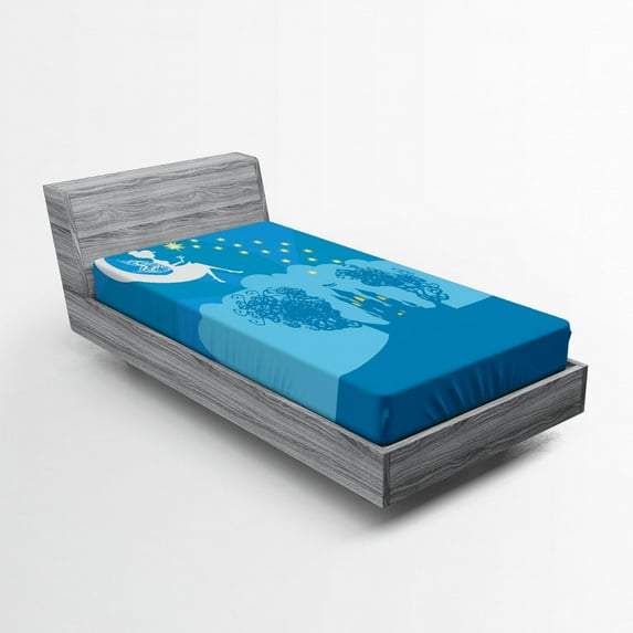 Ambesonne Fantasy Fitted Sheet, Tale Cartoon Girl, Twin XL Size, White Blue