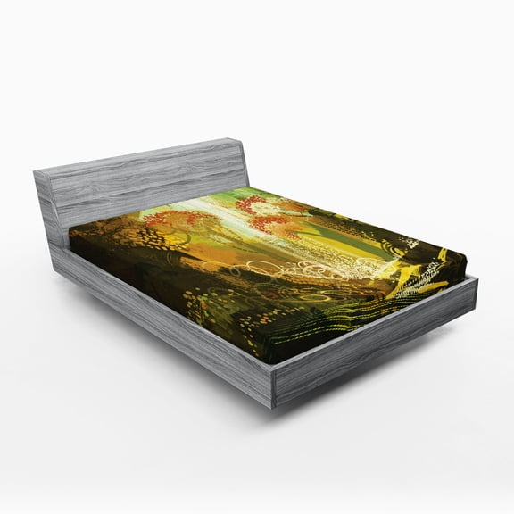 Ambesonne Fantasy Fitted Sheet, Vivid Autumn Season, Full Size, Multicolor