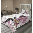 thumbnail image 1 of Ambesonne Fantasy Fitted & Top Sheet Set with Sham, Butterfly Lady in Flowers, Multicolor, 1 of 4