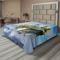 thumbnail image 1 of Ambesonne Fantasy Flat Sheet, Dragon Castle Tower, King Size, Green and Blue, 1 of 1