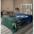 thumbnail image 1 of Ambesonne Fantasy Flat Sheet, Earth from Alien Shores, TwinXL Size, Dark Blue Jade Green, 1 of 1