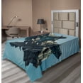 thumbnail image 1 of Ambesonne Fantasy Flat Sheet, Sci Fi Alien Ship UFO, TwinXL Size, Pale Blue Grey, 1 of 1