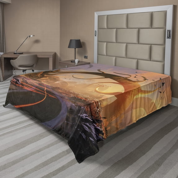 Ambesonne Fantasy Flat Sheet, Sunset Highway, Queen Size, Multicolor