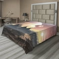 thumbnail image 1 of Ambesonne Fantasy Flat Sheet, Twin Moons over Planet, Queen Size, Blush Yellow Dark Brown, 1 of 1