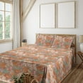 thumbnail image 1 of Ambesonne Fantasy Floral Fitted & Flat Sheet with Shams 4 Pcs Set, Boho Modern Flowers, Full, Apricot Pale Peach Blush, 1 of 5